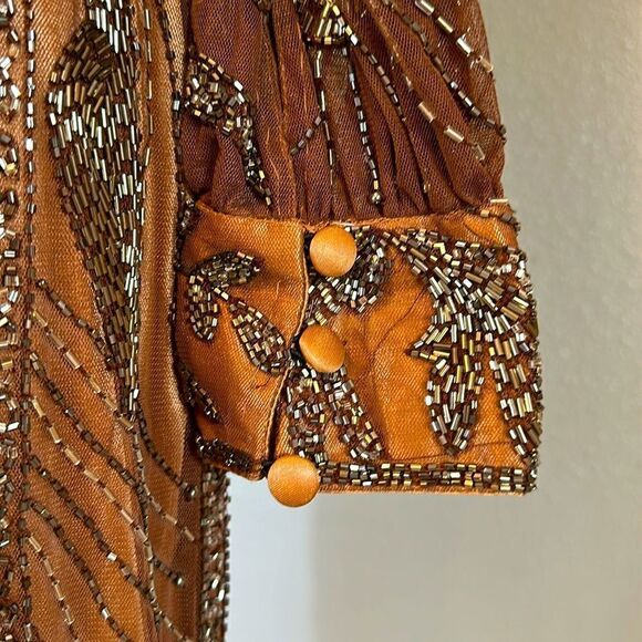 NEW Mac Duggal 5295 beaded long sleeve wrap over midi dress size 8 - Picture 7 of 14